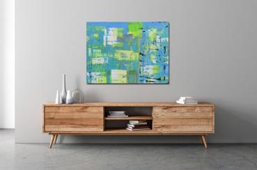 Buy modern abstract spatula paintings blue - 1428